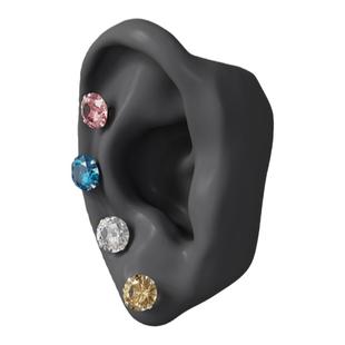 【博主推荐】s925银耳骨钉多巴胺色系纯银小耳钉气质甜美锆石耳钉