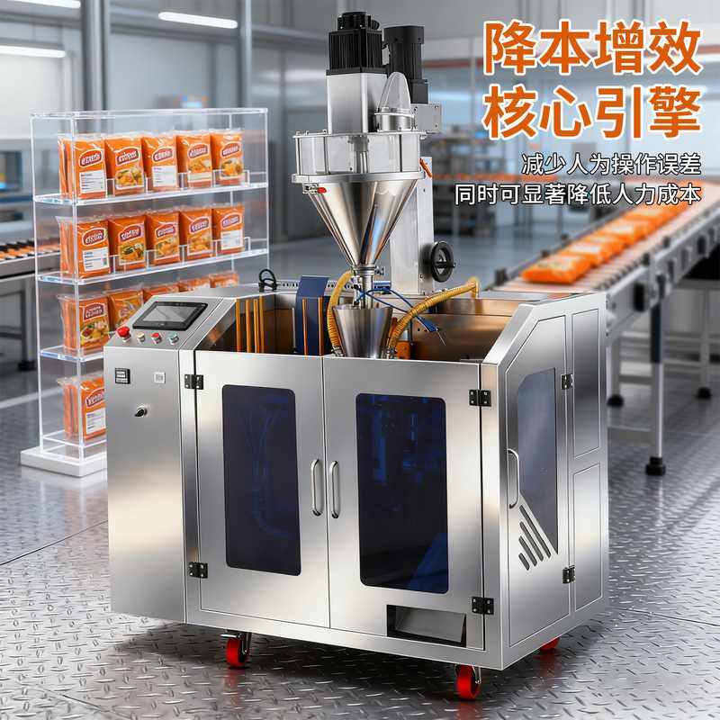 全自动定量机械给袋式包装机颗粒粉末咖啡粉膏液酱料水平给袋封口