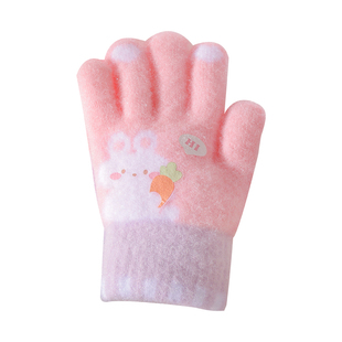 儿童手套冬季女童秋冬保暖女孩宝宝五指手套男童加绒加厚幼儿园