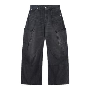 HARE牛仔裤男2025年夏季时尚潮流休闲简约宽松长裤327240