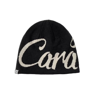 美式字母针织帽子女款2025新款登山帽防寒保暖套头显脸小包头冷帽