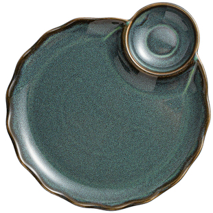 创意日式刺身寿司盘饺子盘子带醋碟蘸料碟子陶瓷简约餐具家用菜盘