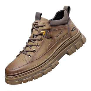 德国骆驼动感男鞋春秋冬季加绒棉鞋真皮运动登山鞋男士工装马丁靴