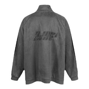 BJHG不计后果美式复古运动夹克外套男秋冬潮牌黑色麂皮绒棒球服女