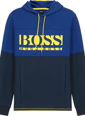 【自营】Hugo Boss 男士棉/聚酯连帽卫衣 套头商场同款正品浅灰色