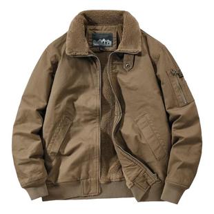 美式复古！加绒保暖！外贸男装秋冬百搭立领加厚工装休闲夹克外套