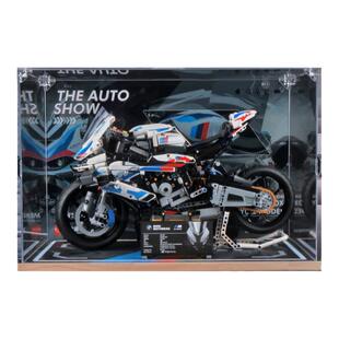 适用乐高42130宝马摩托车模型展示盒积木透明防尘罩收纳盒亚克力