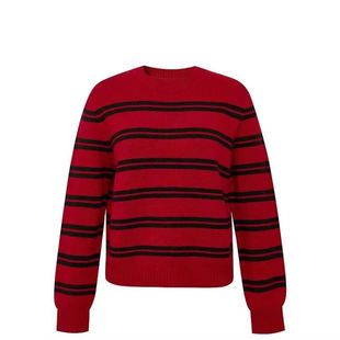 AMAS{专柜哥家}商场同款条纹撞色圆领套头毛针织衫毛衣女138073