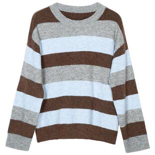 Lavinia秋冬新款含羊毛撞色毛衣圆领气质通勤针织衫女O47Z106