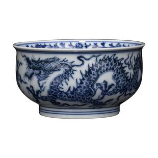 钟家窑青花柴窑主人杯 手工茶杯景德镇陶瓷手绘缠枝龙纹高档茶杯