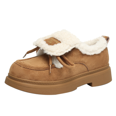 达芙妮厚底雪地靴加绒加厚毛毛鞋