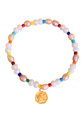 天然巴洛克珍珠串珠小天使手链女