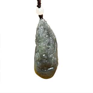 紫润轩新疆和田玉戈壁料籽料生肖龙吊坠苏工飞龙在天青花满皮精品