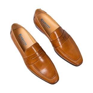 意大利英伦男士乐福真皮一脚蹬透气懒人鞋潮鞋小方头男鞋休闲皮鞋