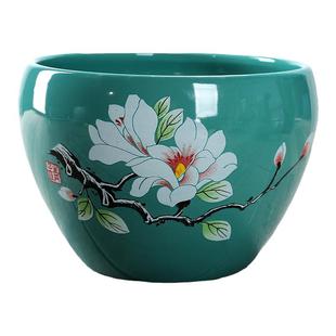 无孔内釉水培陶瓷花盆中国风铜钱草富贵竹碗莲水仙花盆小鱼缸清仓