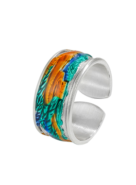 足银999万里江山开口戒指