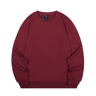 安踏卫衣男士秋季新款圆领红色上衣2025新款纯秋款打底衫长袖男装