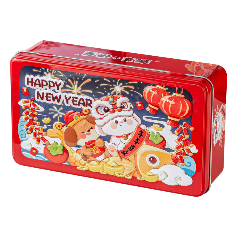 新年铁盒马口铁方形饼干糖果零食盒子空包装礼收纳礼品物翻盖2026