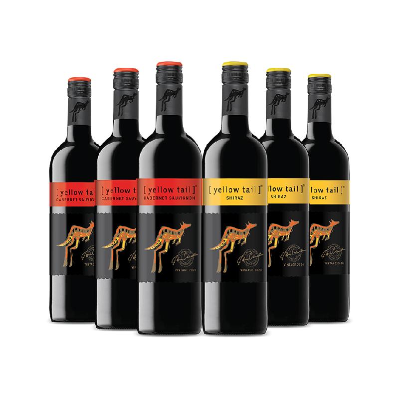 黄尾袋鼠世界系列组合 红酒西拉+加本力苏维翁葡萄酒750ml*6