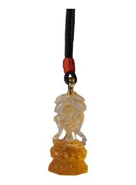 古法琉璃立体小佛像吊坠绿度母