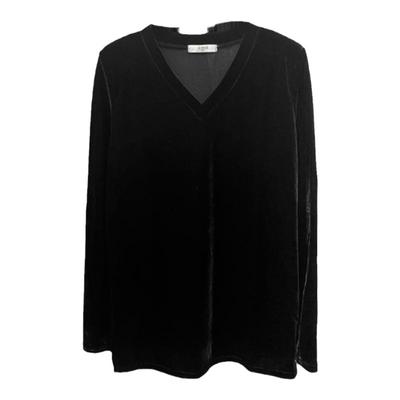 丝绒长袖v领宽松垫肩高级感复古