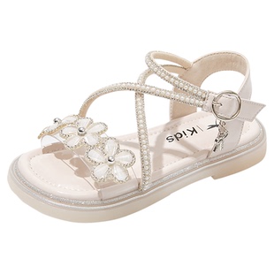 红蜻蜓女童鞋黑色儿童艾莎公主凉鞋2025夏季新款夏款女孩宝宝大童