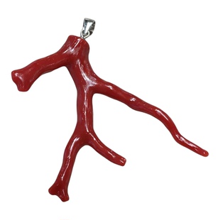 ENIMOL意大利沙丁红珊瑚天然有机宝石自然枝925银扣吊坠一图一物