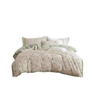 乐优家双层纱全棉四件套纯棉床单被套床上用品儿童三件套卡通春夏