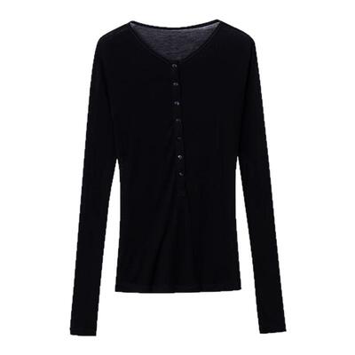 【無限回购】 招牌天丝羊毛 亨利领半开襟修身显瘦针织打底衫女