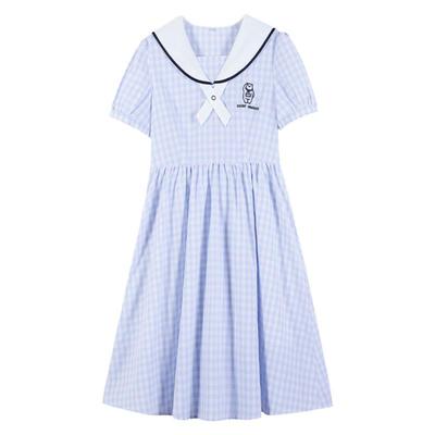 初中学格子连衣裙少女夏季学院风