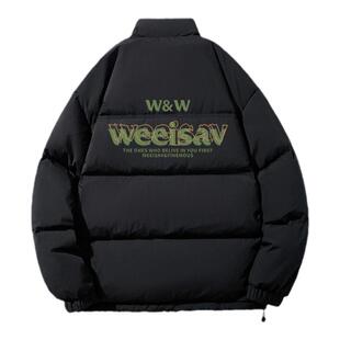 冬季美式潮牌白鸭绒羽绒服男款高街立领面包服上衣90绒保暖外套