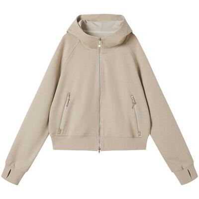 谜底连帽卫衣开衫长袖2025冬季新品柔软双开拉链绣花女254MV1682