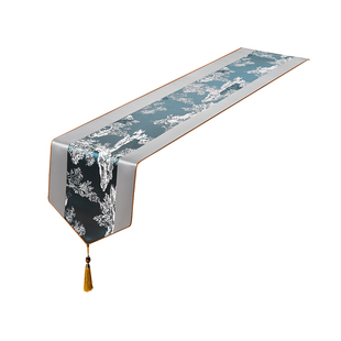 中式桌旗茶桌垫布禅意桌布高端轻奢茶席茶台布艺长条茶旗茶几盖布