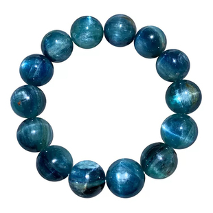 天然共生矿物蓝晶石单圈手串蓝色水晶手链情侣款饰品礼物生日男女