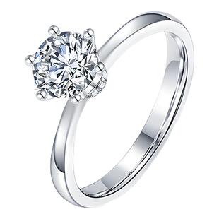 蒂芙星钻18K金培育钻石河南人工人造钻石皇冠六爪精致百搭钻戒