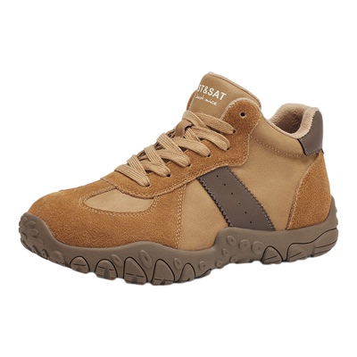 星期六英伦风真皮加绒德训鞋女款