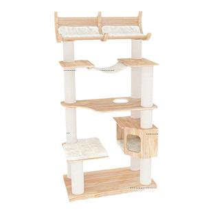 蜜罐猫爬架猫窝猫树一体大型实木猫城堡新西兰松木质猫架210605m