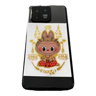泰式可爱招财彩色烫金拉布布贴纸Cute Colorful Labubu Stickers with Gold Foil 装饰手机电脑ipad充电宝