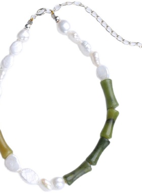 禅木匠珍珠竹节玉石手链