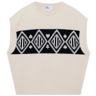 BLUE ERDOS 春季宽松简约提花羊毛羊绒针织背心B255D2024