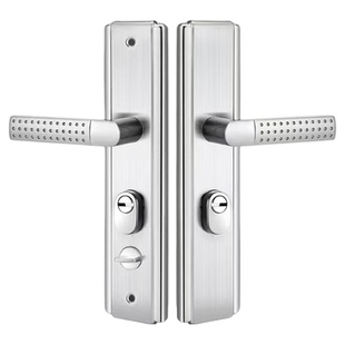 304不锈钢201加厚防盗门把手面板拉手家用通用型锁具大铁门锁手柄