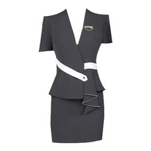 夏季新款ktv包厢服务员工作服女dj公主工服酒吧夜总会工装灰套装