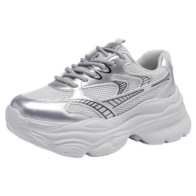 大东官方正品银色厚底老爹鞋透气