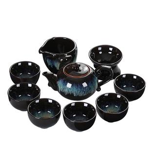 钧窑功夫茶具窑变釉泡茶壶茶杯套组家用会客整套蓝盏茶器中式复古