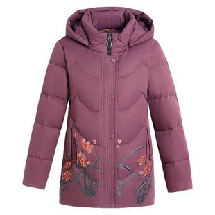 鸭鸭奶奶装羽绒服女2024冬季新款中老年加厚中长款连帽妈妈装外套