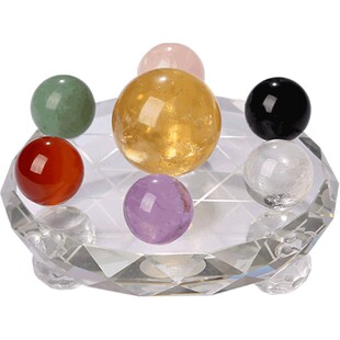 鼎风阁 天然水晶球七星阵摆件七彩招財五行珠五行阵办公室摆设