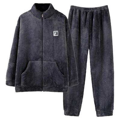 睡衣男士秋冬美狐绒家居服