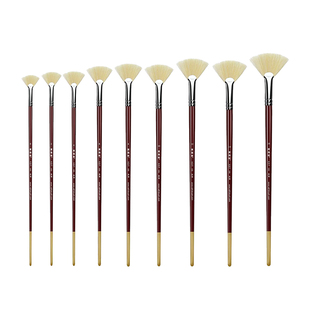 榭得堂646长杆扇形笔丙烯水粉肌理油画专用笔套装猪鬃油画笔鱼尾扇形油画颜料笔丙烯画笔专业绘画用榭得堂