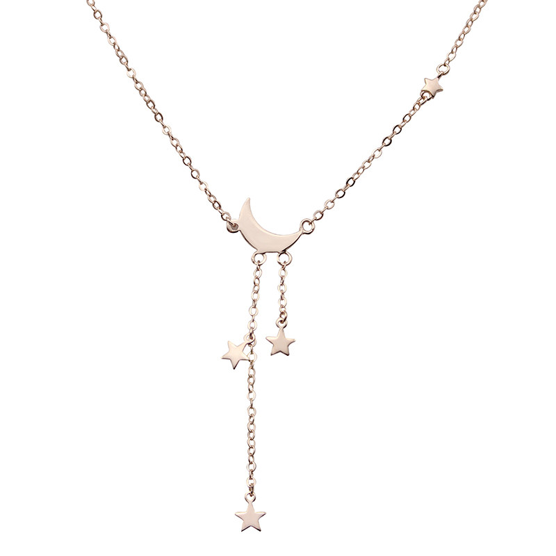 售完无补 质感~光面帅气 加厚星月亮片 通体925银气质锁骨链项链