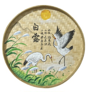 二十四节气手绘竹编簸箕画